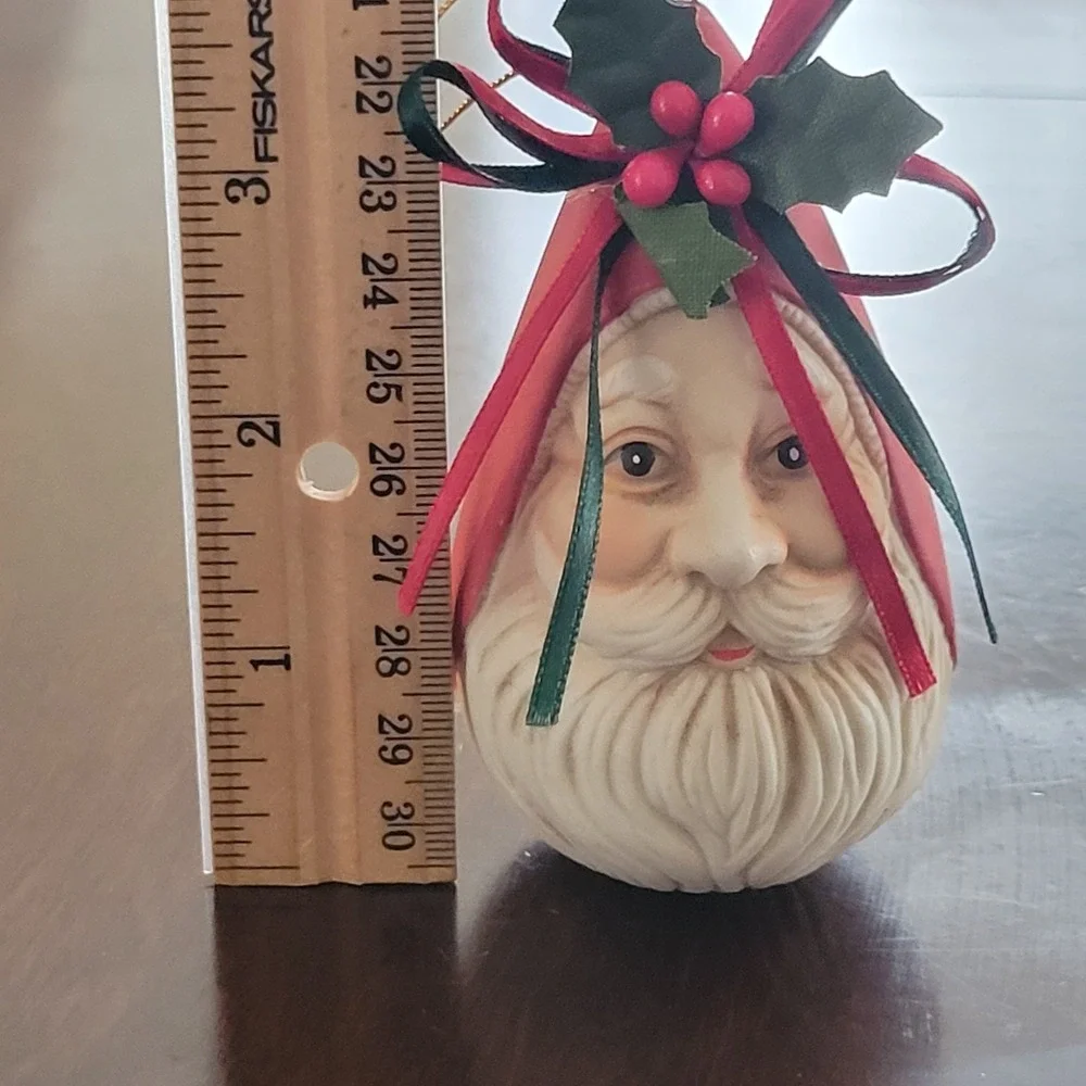Set of‎ 4 Santa Face Christmas Ornaments w/ Star Original Box Holiday Tree Decor